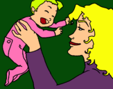 Dibujo Madre con su bebe pintado por pipipa4