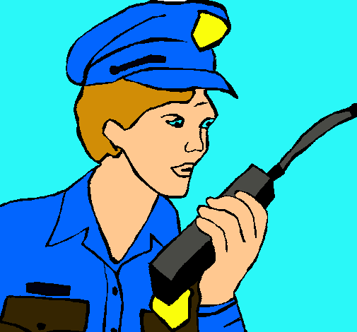 Dibujo Policía con el walkie pintado por alfredoz