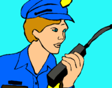 Dibujo Policía con el walkie pintado por alfredoz