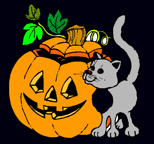 Calabaza y gato