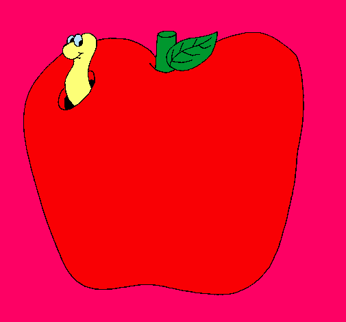 Dibujo Gusano en la fruta pintado por beker