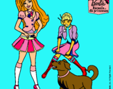 Dibujo Barbie con su perrito y una amiga pintado por nere-pink