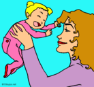 Dibujo Madre con su bebe pintado por andan
