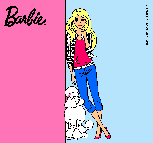 Barbie con cazadora de cuadros