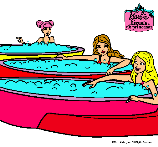 Barbie y sus amigas en el jacuzzi