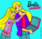 Dibujo El nuevo portátil de Barbie pintado por lucha