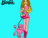 Dibujo Barbie con sus mascotas pintado por chins