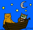 Dibujo Gato y búho pintado por gatitasssss