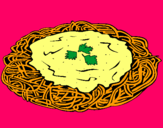 Dibujo Espaguetis con queso pintado por beker