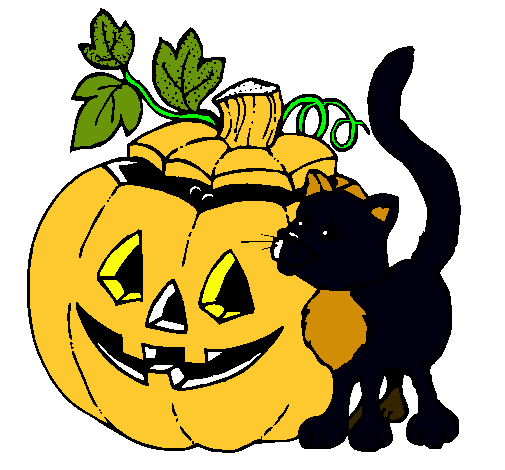 Calabaza y gato