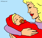 Dibujo Madre con su bebe II pintado por lindurita
