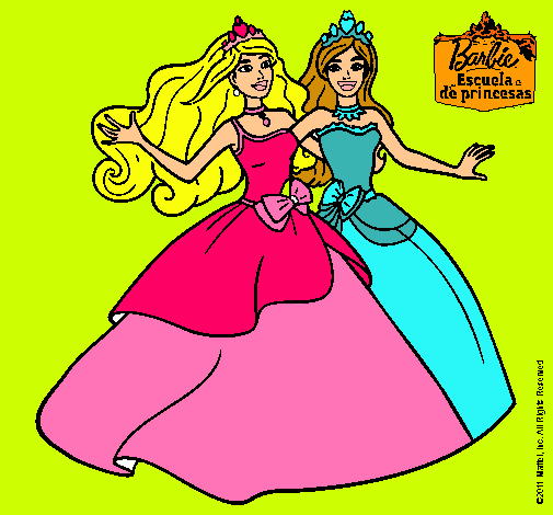 Dibujo Barbie y su amiga súper felices pintado por diego0