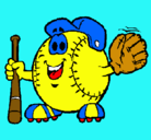 Dibujo Bola de béisbol pintado por chido