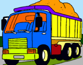 Dibujo Camión de carga pintado por volqueta