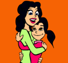 Dibujo Madre e hija abrazadas pintado por GESSI