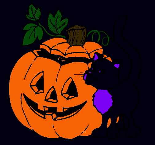 Calabaza y gato