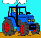 Dibujo Tractor en funcionamiento pintado por pendziviater