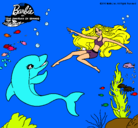 Dibujo Barbie jugando con un delfín pintado por p999