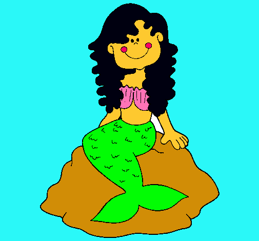 Dibujo Sirena sentada en una roca pintado por catire