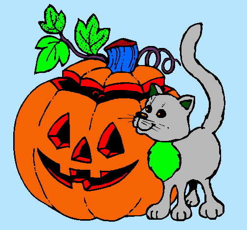 Calabaza y gato