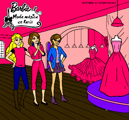 Barbie mirando vestidos