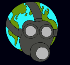 Dibujo Tierra con máscara de gas pintado por assael