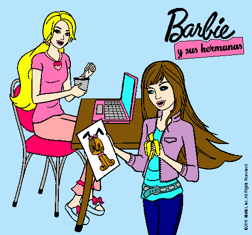 Dibujo De Barbie Y Su Hermana Merendando Pintado Por Michuuuu En Dibujos Net El D A A