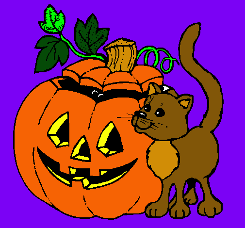 Calabaza y gato