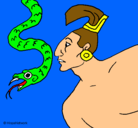 Dibujo Serpiente y guerrero pintado por jomar