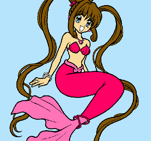 Dibujo Sirena con perlas pintado por beker
