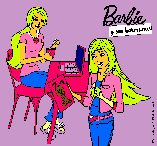 Barbie y su hermana merendando