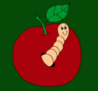 Dibujo Manzana con gusano pintado por ary18