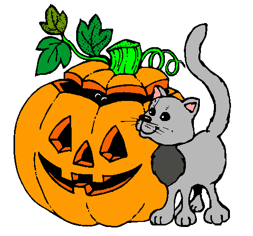 Calabaza y gato