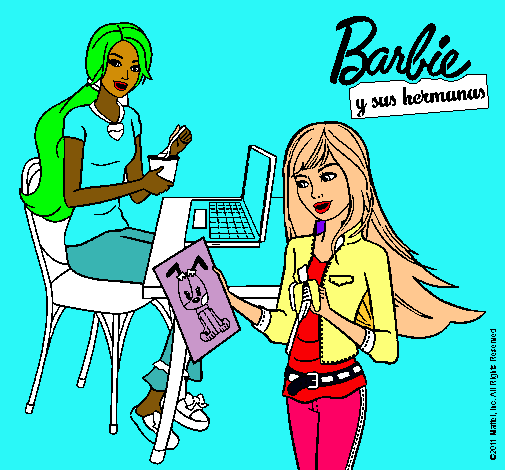 Barbie y su hermana merendando