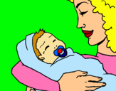 Dibujo Madre con su bebe II pintado por 14_10_11giu