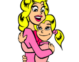 Dibujo Madre e hija abrazadas pintado por martinalinda