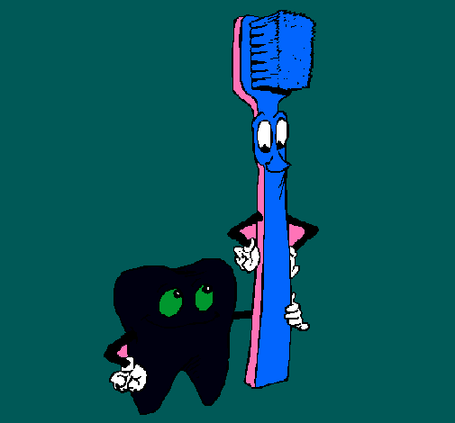 Dibujo Muela y cepillo de dientes pintado por maikoluc