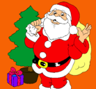 Dibujo Santa Claus y un árbol de navidad pintado por abygaiil