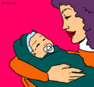 Dibujo Madre con su bebe II pintado por wuendiluuuuu
