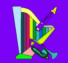 Dibujo Arpa, flauta y trompeta pintado por ANGIEL