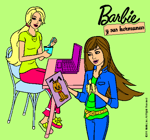 Dibujo De Barbie Y Su Hermana Merendando Pintado Por Belenista En Dibujos Net El D A A