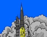 Dibujo Lanzamiento cohete pintado por juan