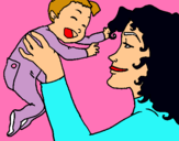 Dibujo Madre con su bebe pintado por sasid