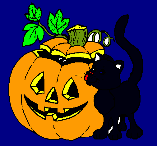 Calabaza y gato