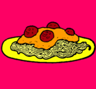 Dibujo Espaguetis con carne pintado por beker
