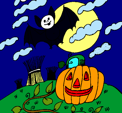 Dibujo Paisaje de Halloween pintado por mimit