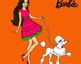 Dibujo Barbie paseando a su mascota pintado por andreita123