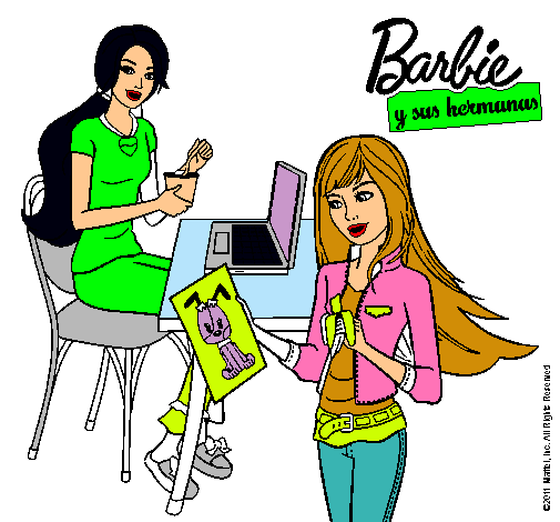 Barbie y su hermana merendando