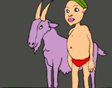 Dibujo Cabra y niño africano pintado por ivette_pop0