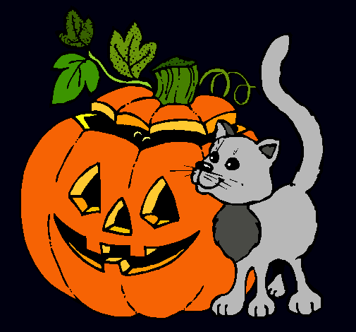 Calabaza y gato